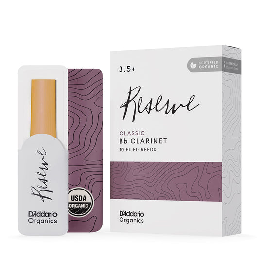 D'Addario Organic Reserve Evolution Bb Clarinet Reeds - Reeds for Clarinet - Individually Sealed - 3.5 Strength, 10 Pack
