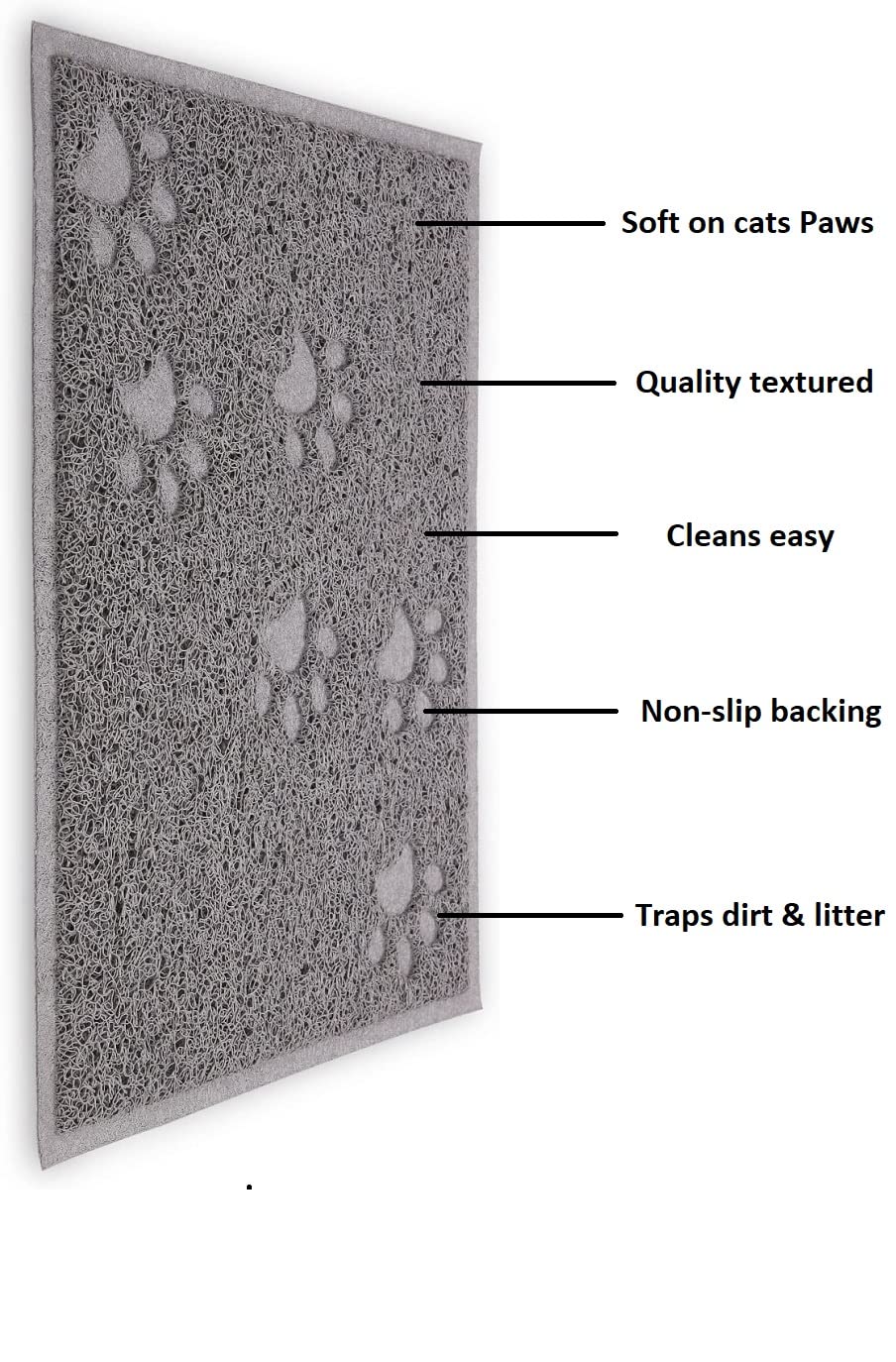 Excellent Quality Gray Cat Litter Trap Mat with Non-Slip Backing, Cleans Easy, Dirt Catcher, Soft on Cats Paws