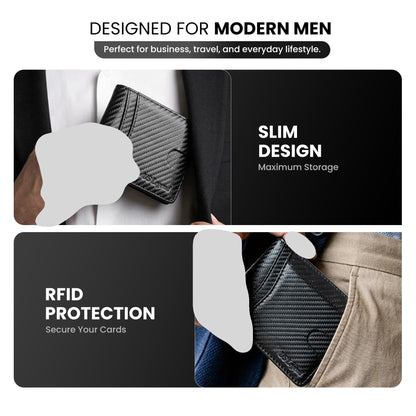 US Legend Wallet for Men Slim RFID Blocking Mens Wallet Leather Bifold Sleek, Gift for Men, 13 card slots, 2 ID Window Slots, With Luxury Gift Box