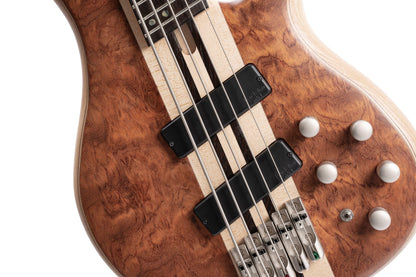 Cort A5BEYONDOPBN Artisan Series A5 Beyond 5 String Bass Guitar, Open Pore Bubinga Natural