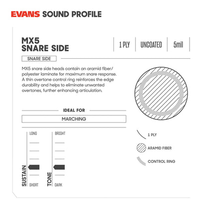 Evans MX5 Marching Snare Side Drum Head
