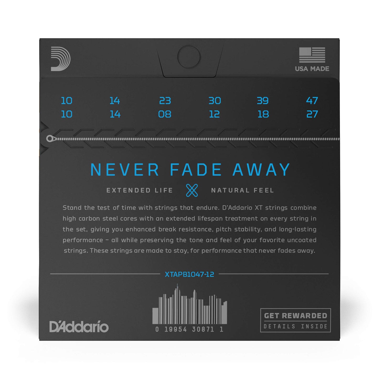 D'Addario Guitar Strings - XT Phosphor Bronze Coated Acoustic Guitar Strings - Extended String Life with Natural Tone & Feel - For 6 String Guitars -