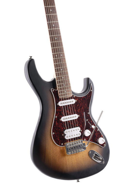 Cort 6 String Electric Guitar Pack, Right, Open Pore Sunburst (G110OPSB)