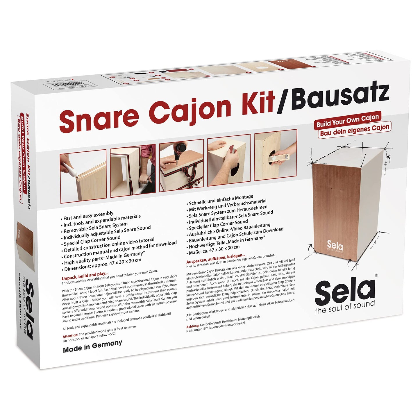 Sela SE 001 Snare Cajon Kit with Instructions and Audio CD, Natural, Standard (SE001)