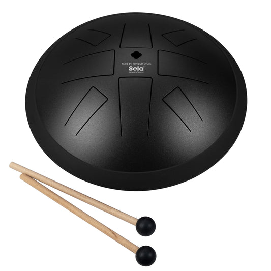 Sela Melody 10-inch Black Steel Tongue Drum A Hirajoshi Claves (SE370)