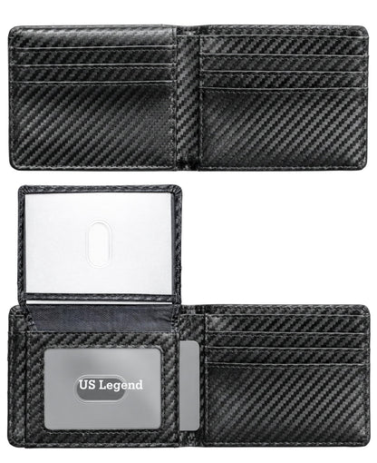US Legend Wallet for Men Slim RFID Blocking Mens Wallet Leather Bifold Sleek, Gift for Men, 13 card slots, 2 ID Window Slots, With Luxury Gift Box