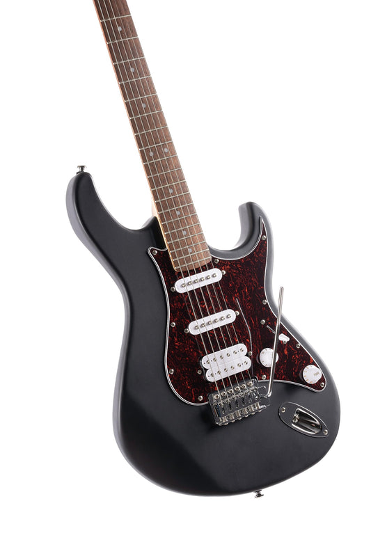 Cort 6 String Solid-Body Electric Guitar, Right, Open Pore Black, Full (G110OPBK)