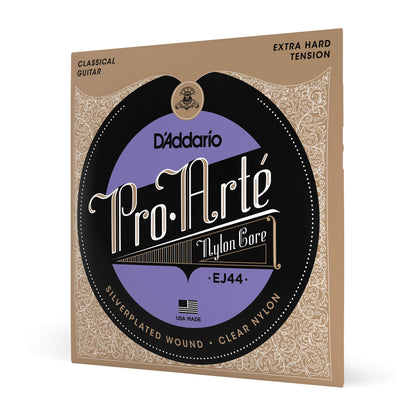 D'Addario Guitar Strings - Pro-Arte Classical Guitar Strings - EJ44 - Nylon Guitar Strings - Silver Plated Wound, Nylon Core - Extra-Hard Tension, 1-Pack