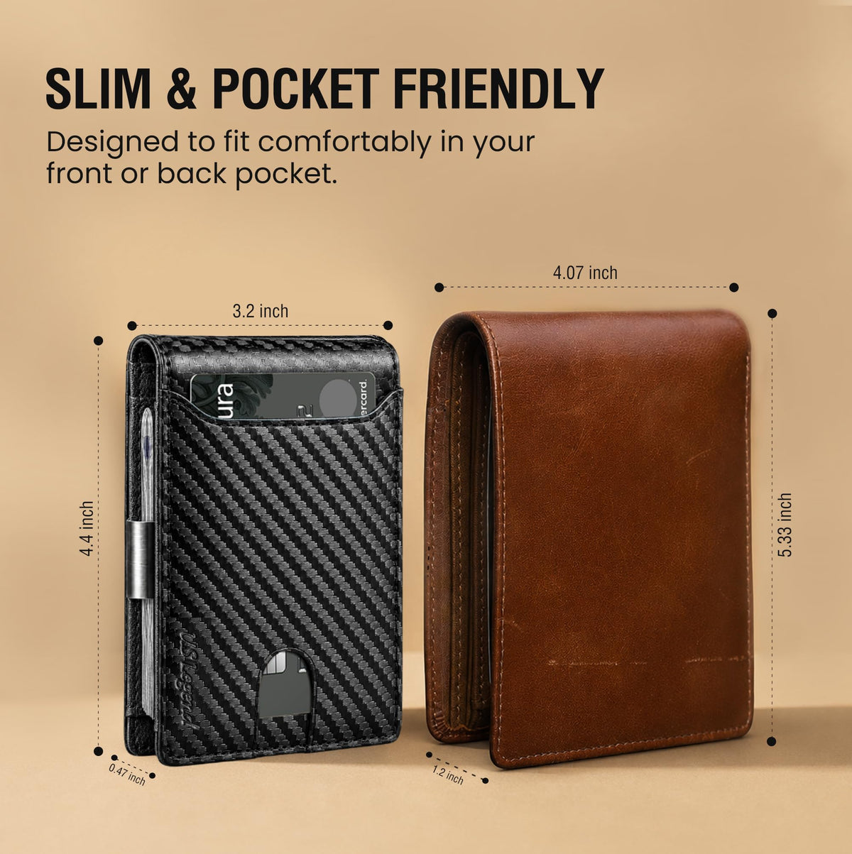 US Legend Mens Wallet Leather Gift for Men, Slim + Credit Card Holder With Luxury Gift Box Minimalist w/RFID Technology, 10 card slots, 1 ID Window Slots