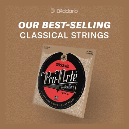 D'Addario Guitar Strings - Pro-Arte Classical Guitar Strings - EJ44 - Nylon Guitar Strings - Silver Plated Wound, Nylon Core - Extra-Hard Tension, 1-Pack