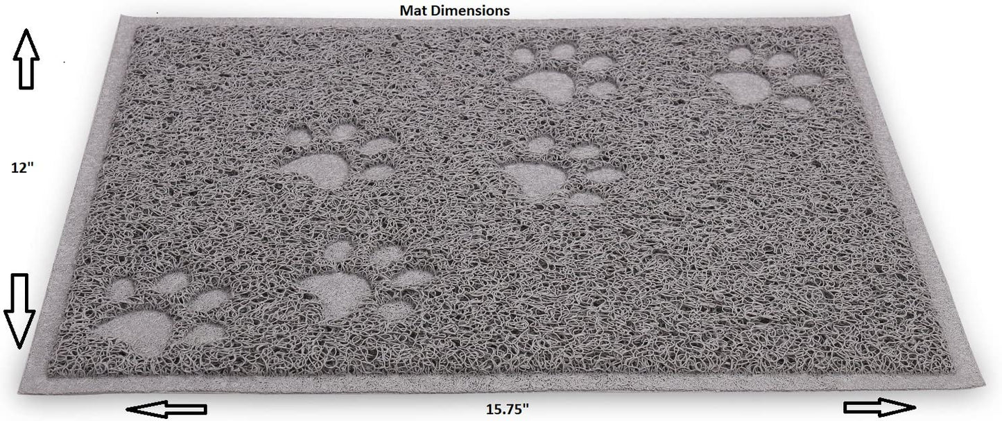 Excellent Quality Gray Cat Litter Trap Mat with Non-Slip Backing, Cleans Easy, Dirt Catcher, Soft on Cats Paws
