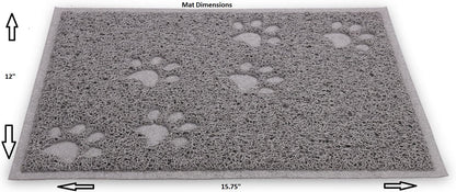 Excellent Quality Gray Cat Litter Trap Mat with Non-Slip Backing, Cleans Easy, Dirt Catcher, Soft on Cats Paws