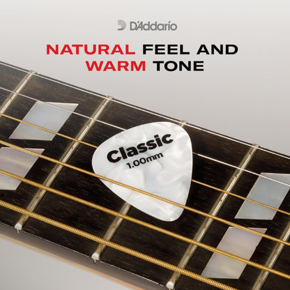 D'Addario Celluloid Guitar Picks - Guitar Accessories - Guitar Picks for Acoustic Guitar, Electric Guitar, Bass Guitar - Natural Feel, Warm Tone
