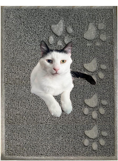 Excellent Quality Gray Cat Litter Trap Mat with Non-Slip Backing, Cleans Easy, Dirt Catcher, Soft on Cats Paws