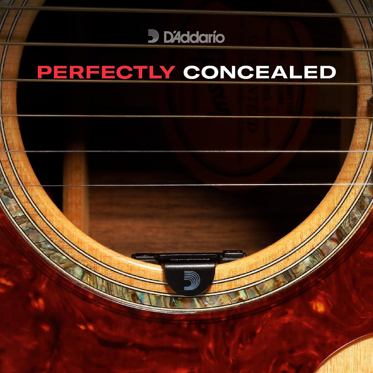 D'Addario Accessories Guitar Tuner - NS Micro Soundhole Tuner - Fits in Guitar Sound Hole - For Acoustic Guitars, Ukuleles - Non Marring Sound Hole Clip - Quick & Accurate Tuning