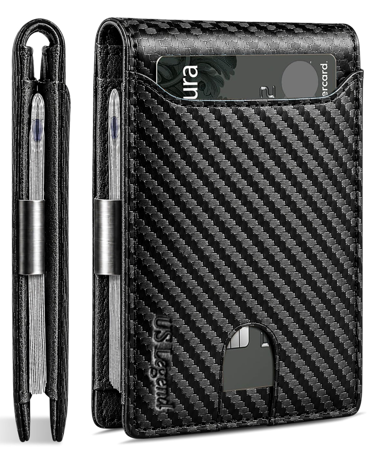 US Legend Mens Wallet Leather Gift for Men, Slim + Credit Card Holder With Luxury Gift Box Minimalist w/RFID Technology, 10 card slots, 1 ID Window Slots
