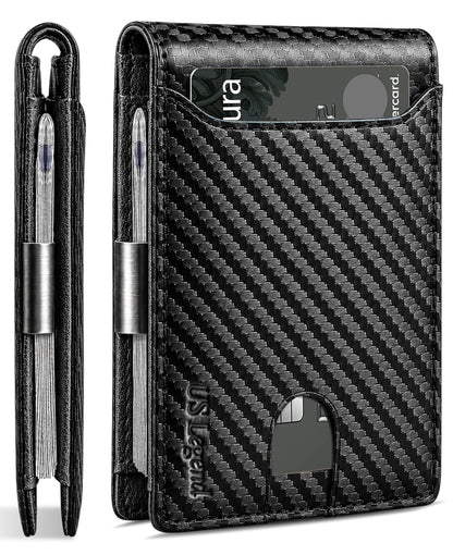US Legend Mens Wallet Leather Gift for Men, Slim + Credit Card Holder With Luxury Gift Box Minimalist w/RFID Technology, 10 card slots, 1 ID Window Slots