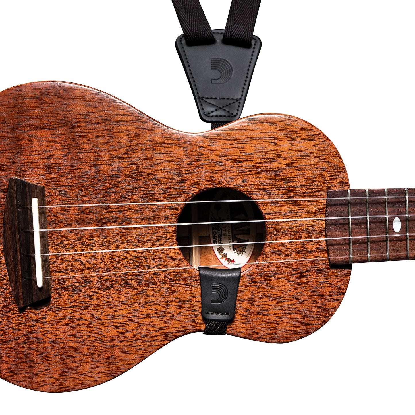 D'Addario Ukulele Strap - Clip On - Eco-Comfort - Ukelele Strap No Drill Needed - Black