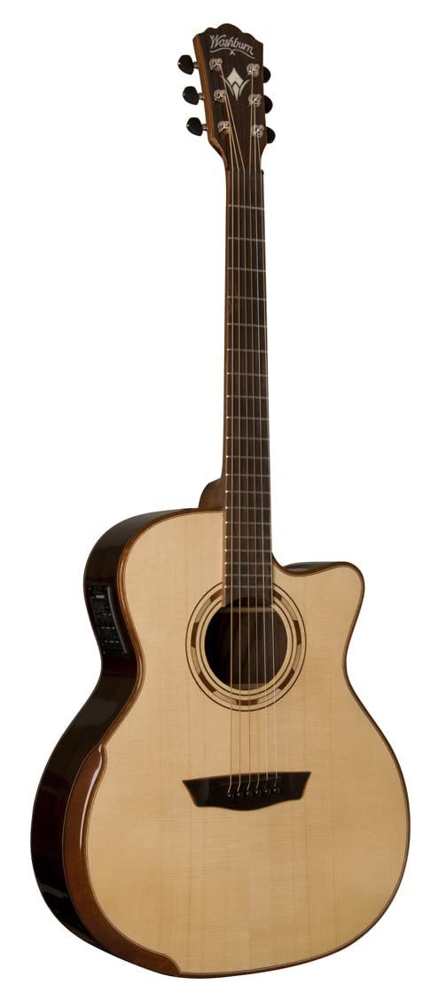 Washburn Comfort Deluxe 25 Series 6 String Acoustic-Electric Guitar, Right, Natural (WCG25SCE-O)