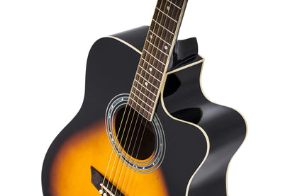 Washburn Vintage Series 6 String Acoustic-Electric Guitar, Right, Tobacco Sunburst (WA90CEVSB)