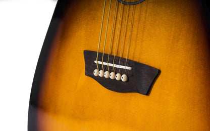 Washburn Vintage Series 6 String Acoustic-Electric Guitar, Right, Tobacco Sunburst (WA90CEVSB)